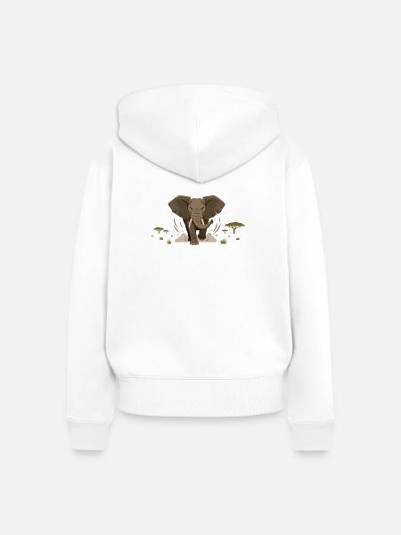 Stürmischer Elefant in Savanne - Frauen Premium Bio Zip Hoodie - Weiß