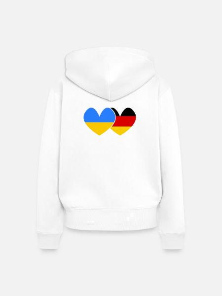 Ukraine Deutschland Freundschaft  - Frauen Premium Bio Zip Hoodie - Weiß