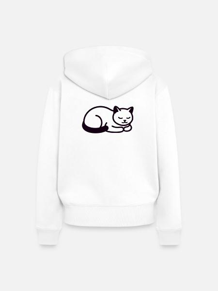Schlafende Katze Icon - Frauen Premium Bio Zip Hoodie - Weiß