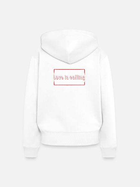 Love is calling in red - Frauen Premium Bio Zip Hoodie - Weiß