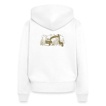 Bagger Silhouette Baugeräteführer Arbeit - Frauen Premium Bio Zip Hoodie - Weiß - Hinten - AI Model Female 172 light (172cm)