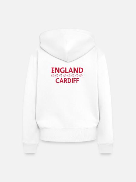 England Cardiff Fußballwappen - Frauen Premium Bio Zip Hoodie - Weiß