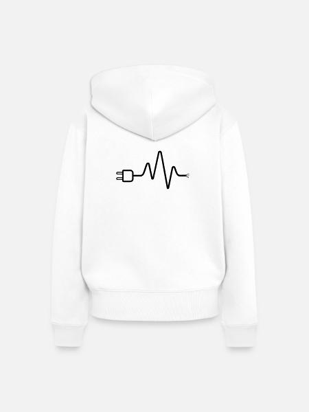 Elektriker EKG Stecker Kabel Herzschlag - Frauen Premium Bio Zip Hoodie - Weiß