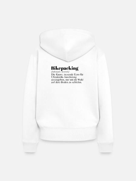 Bikepacking Duden Spruch - Frauen Premium Bio Zip Hoodie - Weiß