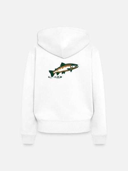 Forelle springend Grafik - Frauen Premium Bio Zip Hoodie - Weiß