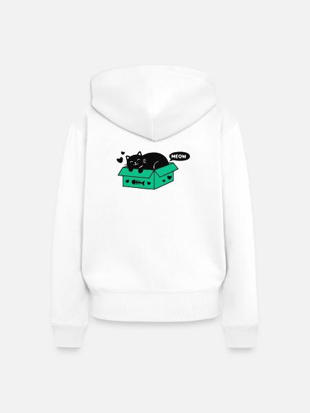 Katze Pappkarton Icon - Frauen Premium Bio Zip Hoodie - Weiß