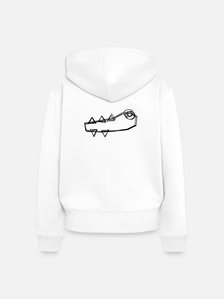 Krokodil handgezeichnet - Frauen Premium Bio Zip Hoodie - Weiß