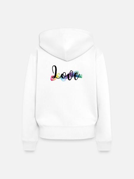 Love bunt - Frauen Premium Bio Zip Hoodie - Weiß