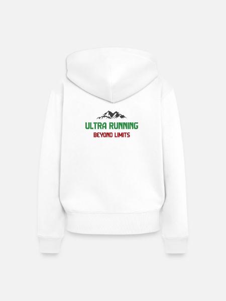Ultra Running - Jenseits der Grenzen - Frauen Premium Bio Zip Hoodie - Weiß