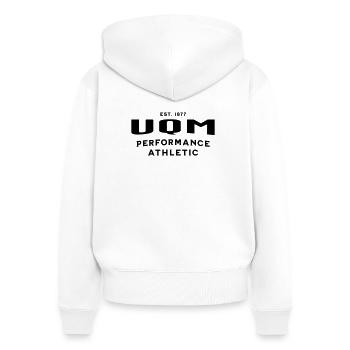 UQM Athletic-Performance Sportswear - Sweat à capuche zippé Premium bio Femme - blanc - Dos - AI Model Female 172 light (172cm)