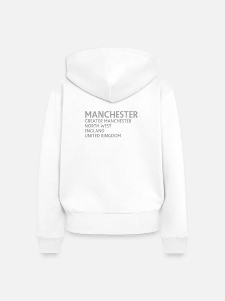Manchester – England Lyric Design - Frauen Premium Bio Zip Hoodie - Weiß