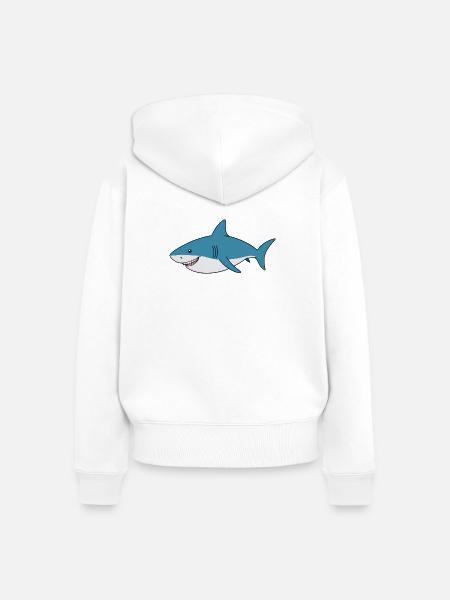 Karikaturhai mit breitem Lächeln - Frauen Premium Bio Zip Hoodie - Weiß