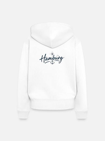 Hamburg Anker - Frauen Premium Bio Zip Hoodie - Weiß