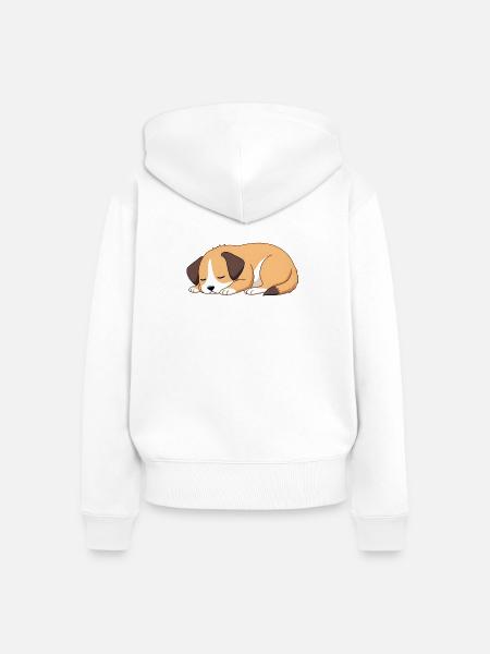 Schlafender Hund - Frauen Premium Bio Zip Hoodie - Weiß