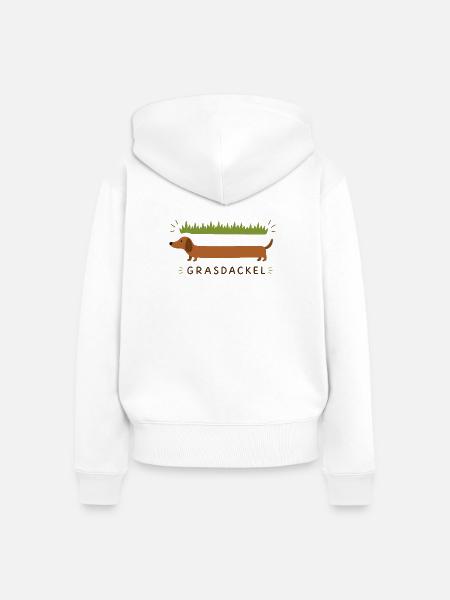 Grasdackel im Grashügel-Design - Frauen Premium Bio Zip Hoodie - Weiß