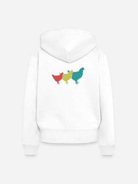 Hühner Trio Retro - Frauen Premium Bio Zip Hoodie - Weiß