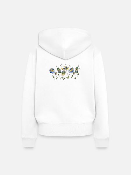 Blumen - Frauen Premium Bio Zip Hoodie - Weiß