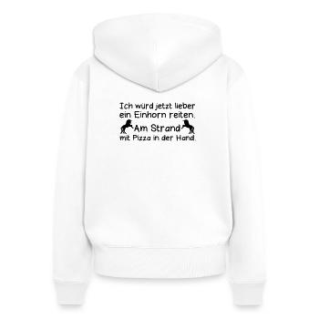 Einhorn Strand Pizza Reiten lustig Spruch Geschenk - Frauen Premium Bio Zip Hoodie - Weiß - Hinten - AI Model Female 172 light (172cm)