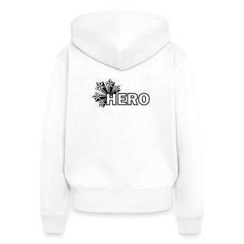 Mein Held Stern - Frauen Premium Bio Zip Hoodie - Weiß - Hinten - AI Model Female 172 light (172cm)