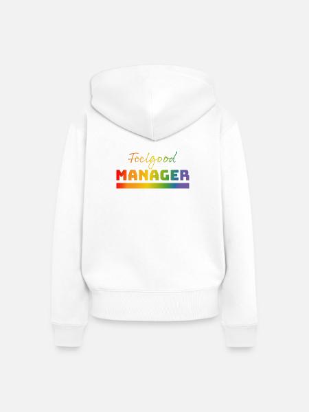 Tshirt Feelgood Manager rainbow - Frauen Premium Bio Zip Hoodie - Weiß