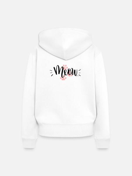 "Meow"-Katzenpfoten-Design - Frauen Premium Bio Zip Hoodie - Weiß
