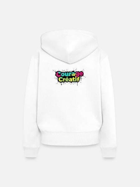 Courage Créatif Bunte Typografie - Frauen Premium Bio Zip Hoodie - Weiß