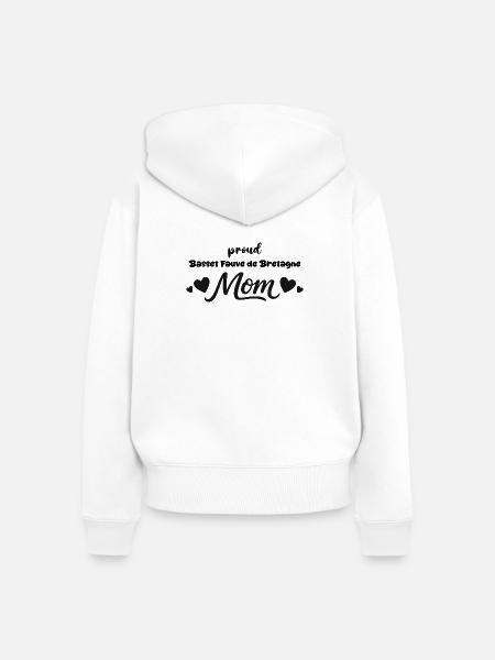  Stolze Basset Bleu Mutter, Fahlgelber - Frauen Premium Bio Zip Hoodie - Weiß