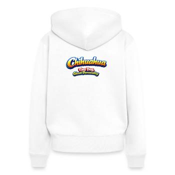 Personnalité du Chihuahua Petit Chien Géant - Sweat à capuche zippé Premium bio Femme - blanc - Dos - AI Model Female 172 light (172cm)