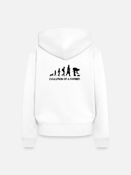 Entwicklung eines Bauers - Frauen Premium Bio Zip Hoodie - Weiß
