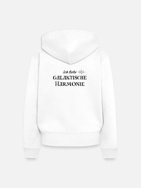 HARMONIE – Galaktisches Statement Mode - Frauen Premium Bio Zip Hoodie - Weiß