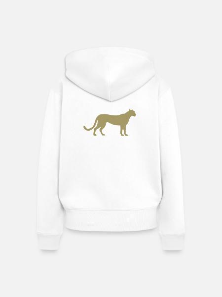 Gepard Silhouette - Frauen Premium Bio Zip Hoodie - Weiß