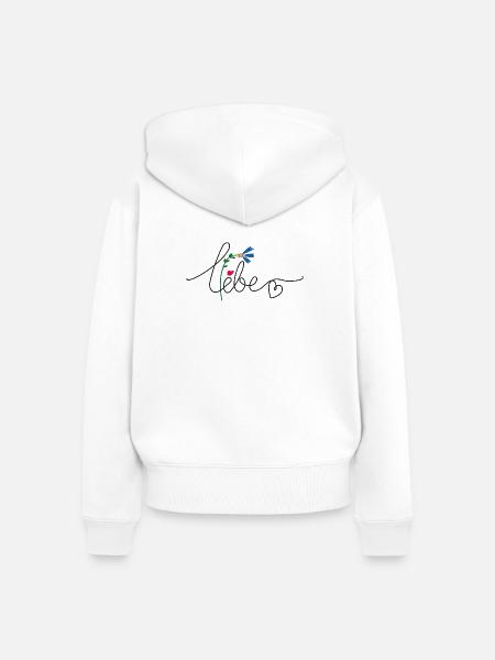 Blume Herz - Frauen Premium Bio Zip Hoodie - Weiß