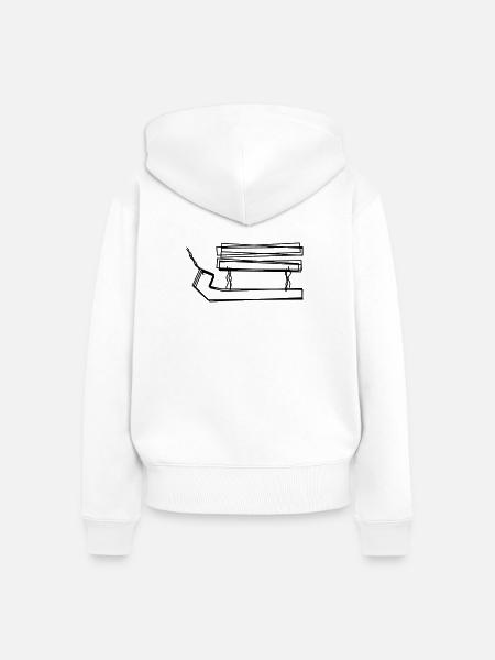 Schlitten handgezeichnet - Frauen Premium Bio Zip Hoodie - Weiß