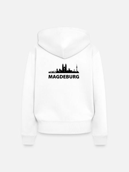 Magdeburg Skyline - Frauen Premium Bio Zip Hoodie - Weiß