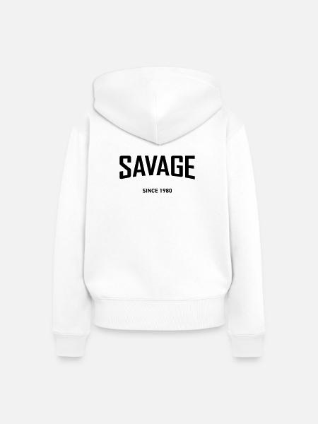 SAVAGE SEIT 1980 - Frauen Premium Bio Zip Hoodie - Weiß