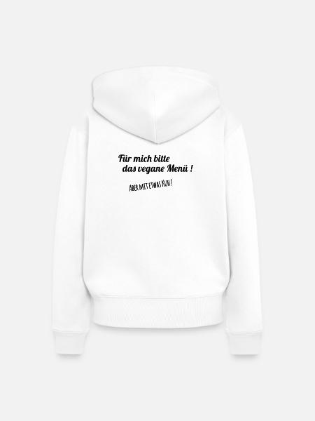 Vegan mit Kuh - Frauen Premium Bio Zip Hoodie - Weiß