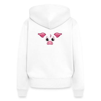 Süßes Schweinegesicht minimalistische rosa Tierkunst - Frauen Premium Bio Zip Hoodie - Weiß - Hinten - AI Model Female 172 light (172cm)