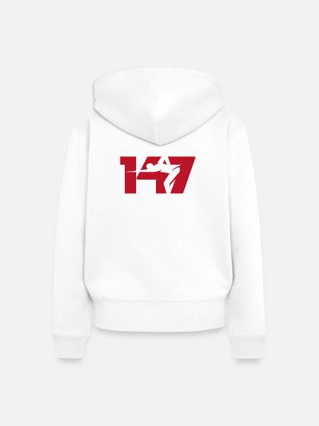 147 Snooker-Ikone (Rot) - Frauen Premium Bio Zip Hoodie - Weiß