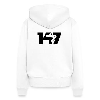 147 Snooker Icon (Noir) - Sweat à capuche zippé Premium bio Femme - blanc - Dos - AI Model Female 172 light (172cm)
