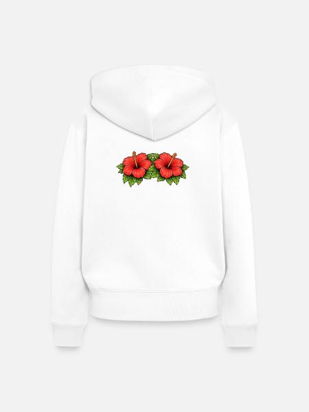 Doppel Hibiskus Tropen Muster - Frauen Premium Bio Zip Hoodie - Weiß
