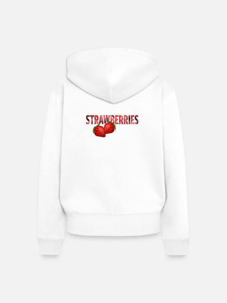 STRAWBERRIES - Frauen Premium Bio Zip Hoodie - Weiß