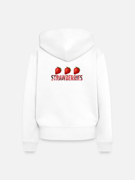 STRAWBERRIES - Frauen Premium Bio Zip Hoodie - Weiß