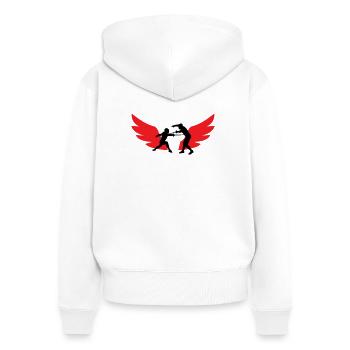 Winged Fencer: The Speed of Sword and Iron - Women's Premium Organic Zip Hoodie - white - Back - AI Model Female 172 light (172cm)
