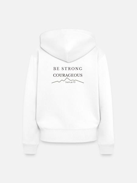 Sei stark und mutig | Josua 1,9 - Frauen Premium Bio Zip Hoodie - Weiß