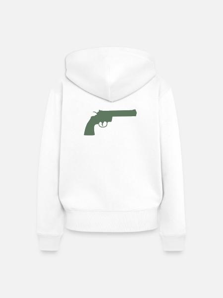 Grüne Revolver-Silhouette - Frauen Premium Bio Zip Hoodie - Weiß