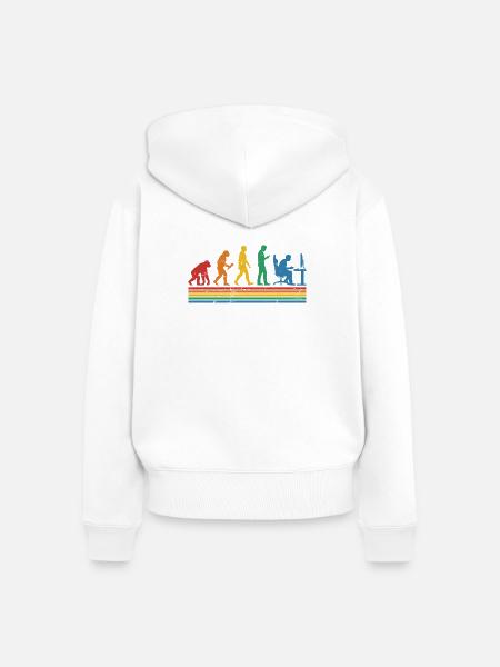 Regenbogen-Evolution im Büro - Frauen Premium Bio Zip Hoodie - Weiß