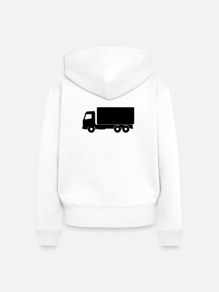 Lkw Silhouette - Frauen Premium Bio Zip Hoodie - Weiß