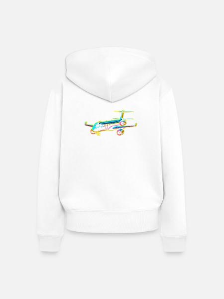 Flugzeug Comic Stil - Frauen Premium Bio Zip Hoodie - Weiß