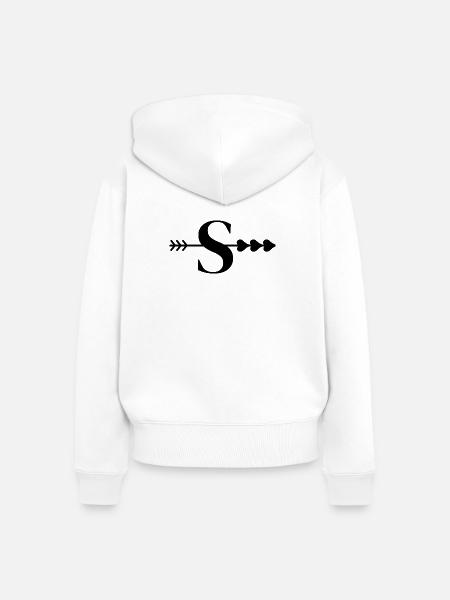 Buchstabe S Pfeilherz - Frauen Premium Bio Zip Hoodie - Weiß