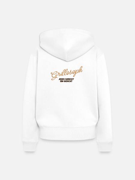 Grillosoph – Jedes Gericht ein Gedicht - Frauen Premium Bio Zip Hoodie - Weiß